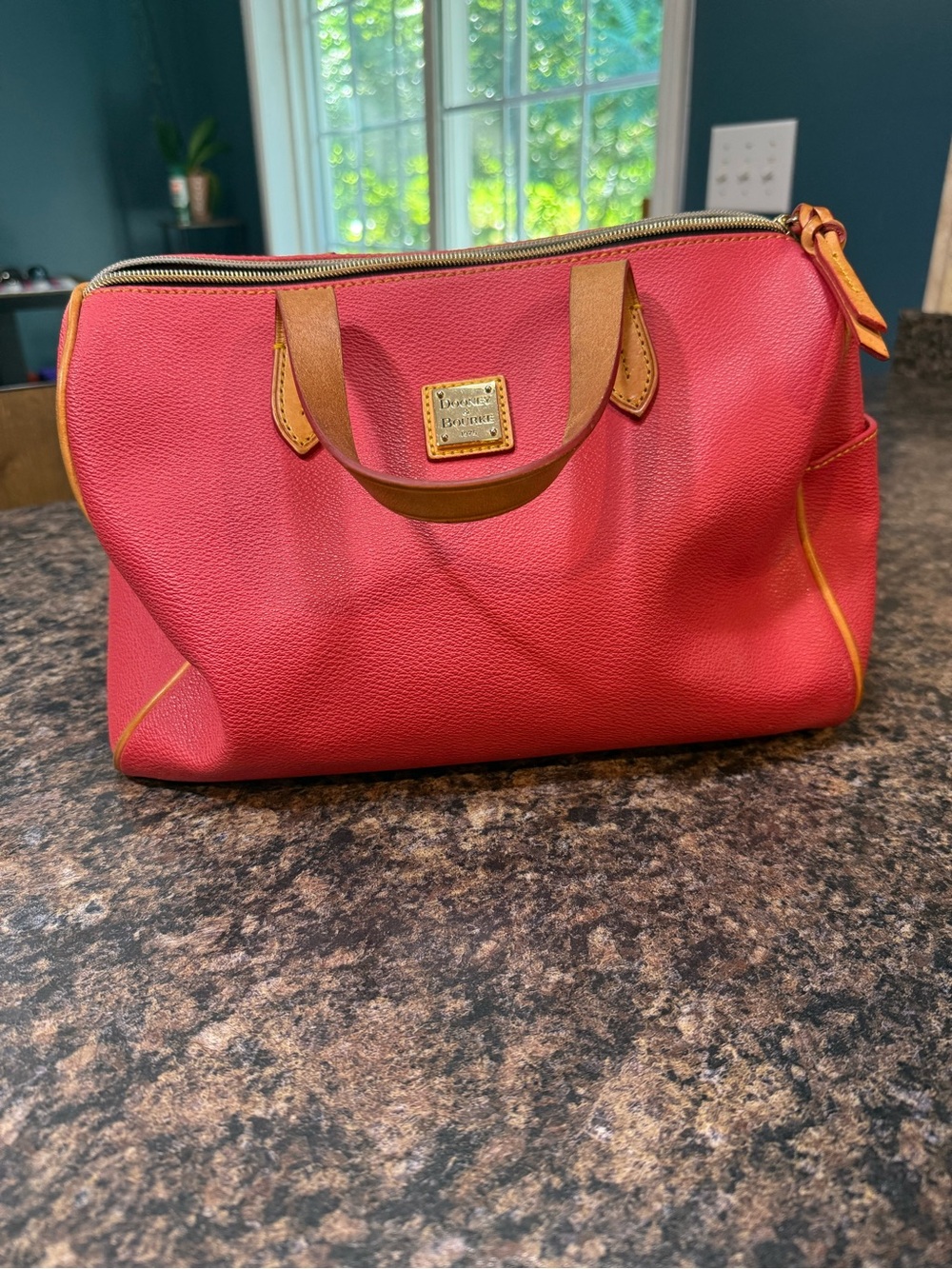 Dooney & Bourke Dillen Red Pebbled Leather Satchel Made in USA